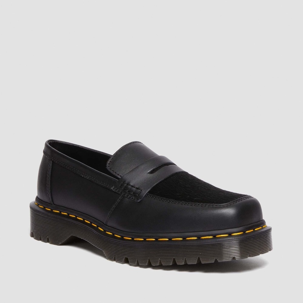 Dr. Martens Penton Bex Square Toe Hair-On & Leather Loafers 'Black'
